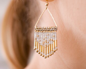 Macrame earrings with miyuki beads