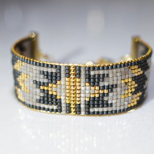 Miyuki beaded woven bracelet, 24k fine gold bracelet, Mayan bracelet image 2