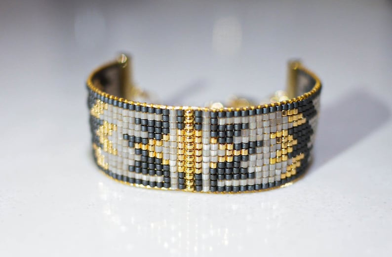 Miyuki beaded woven bracelet, 24k fine gold bracelet, Mayan bracelet image 2