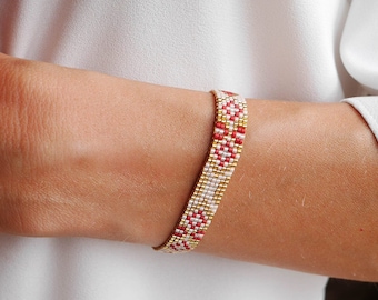 Miyuki beaded woven bracelet, 24k fine gold bracelet, Gift for her