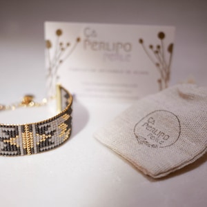 Miyuki beaded woven bracelet, 24k fine gold bracelet, Mayan bracelet image 3