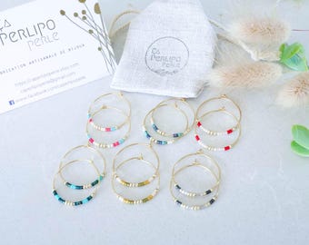 Small Miyuki hoops, hoops in a choice of colors, 24K gold-plated pearl jewelry, steel hoops