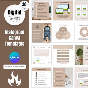 Instagram Canva Templates, Neutral Instagram Content Templates, Beige Neutral Branding Kit, Editable Template, Instant Download