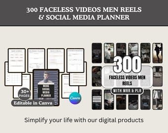 Faceless Marketing Mens Reels, Instagram Reels Canva Templates, Master Resell Rights, Social Media Planner, Passive Income Digital Guide