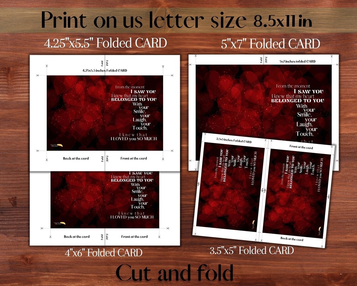 Love Quote Card, Red Hearts, Digital Download, Valentine Quote, Instant ...