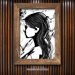 Woman Modern Drawing Art, Minimal black and white Gallery Wall Art, Minimalist Wall Decor, Female Print Poster, Woman Silhouette, Modern Art