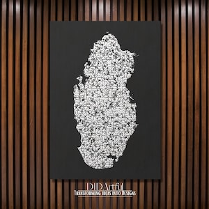 Qatar Textured Map, Qatar Country Map, Map Art Print Illustration, Qatar Map Wall Art, Home Decor, Nursery, Office Decor, Gift, Map Poster
