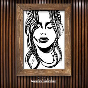 Woman Line Drawing Art, Minimal black white Gallery Wall Art, Minimalist Wall Decor, Female Print Poster, Woman Silhouette, Modern Line Art