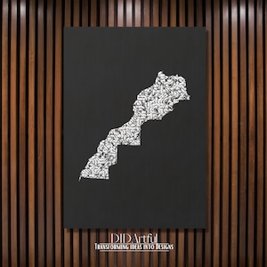 Carte du Maroc, Maroc Pays Carte, Maroc Art Print Illustration, Carte Wall Art, Décoration d'intérieur, Chambre d'enfant, Décor de bureau, Cadeau, Carte d'affiche