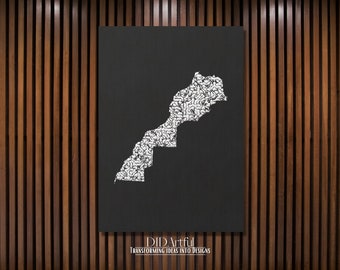Carte du Maroc, Maroc Pays Carte, Maroc Art Print Illustration, Carte Wall Art, Décoration d'intérieur, Chambre d'enfant, Décor de bureau, Cadeau, Carte d'affiche