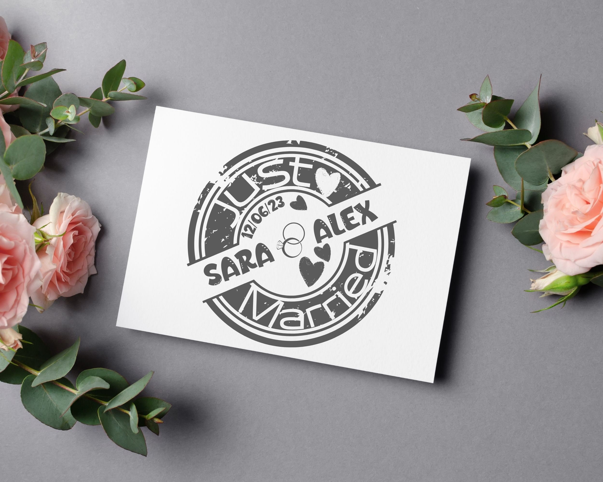 Just Married Wedding Digital Plotter File, Just Married Stamp, Hand ...