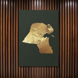 Kuwait Landkarte, Kuwait Landkarte, goldene Kunstdruck Illustration, Kuwait goldene Wandkunst, Dekoration, Kinderzimmer, Bürodekor, Geschenk, druckbare Karte