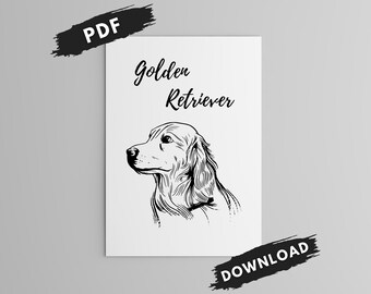 Golden Retriever Hunde Poster Portrait / Haustier Wandbild als Dekoration für Zuhause oder als Geschenkidee / als digitaler PDF Download!