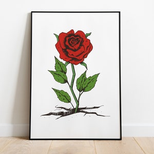 Póster estampado de rosas / mural de flores semimate para tu hogar o como regalo para tu pareja / DIN A4, A3, A2, A1 / sin marco