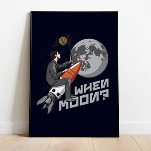 Crypto Poster Print &quot;When Moon?&quot; / semi-matt cryptocurrency mural for the office or as a gift / DIN A4, A3, A2, A1 / without frame