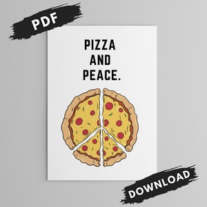 Pizza Poster Peace / Italian food mural as a decoration for the home, the pizzeria or as a gift / as a digital PDF download!