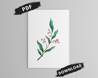 Mistletoe poster / watercolor floral mural as a decoration for the home or as a gift for your partner / as a digital PDF download!