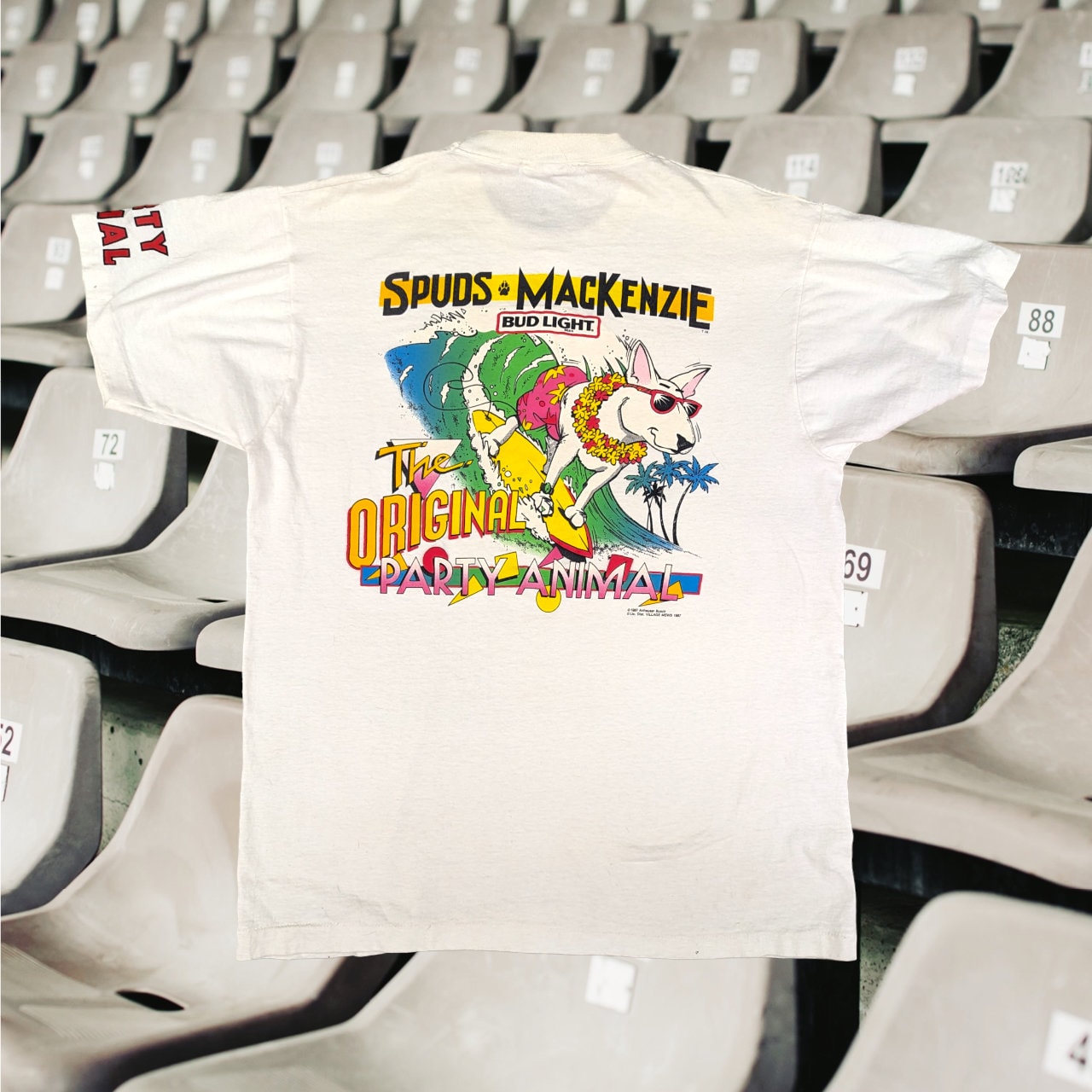 Vintage 1987 Bud Light Spuds Mackenzie Grey Crewneck Raglan