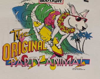 トップス 80s BUD LIGHT SPUDS MACKENZIE SWEAT Rare 80s Spuds Mackenzie Hot Doggin Bud Light Sweatshirt