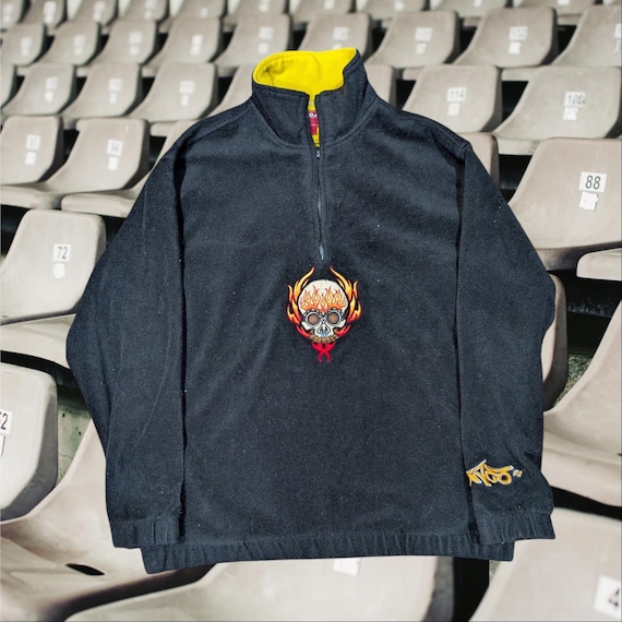 【HI FI FNK】Grunge Side Zipper Longsleeve Vintage Y2K Lrg Dead Serious Skeleton Full Zip Hoodie Glow