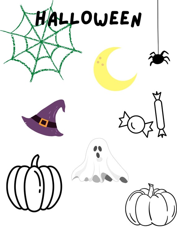 Halloween Coloring Page Etsy