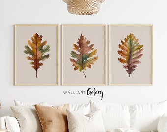 Fall Decor Leaves Set of 3 Prints, Fall Decor, Autumn Decor, Fall Wall Decor, Fall PRINTABLE WALL ART Set of 3