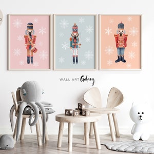 Nutcracker Print, Merry Christmas Wall Art Prints, Christmas Wall Decor, Christmas PRINTABLE Wall Art Set of 3, Christmas Printables