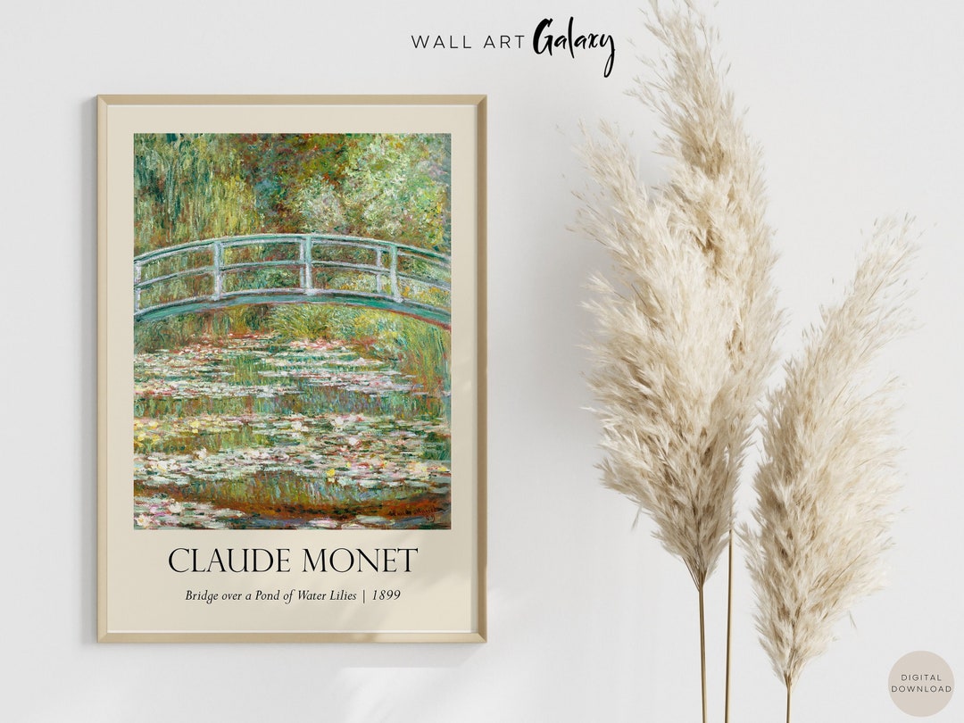 Claude Monet Bridge Over a Pond of Water Lilies in Monet Garden, Famous