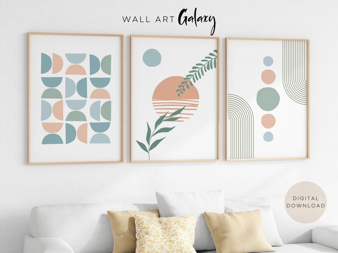 Gallery Wall Set Boho, Mid Century Modern Wall Art Set, Trendy ...