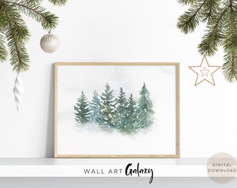 Winter Wall Art, Pine Tree Wall Art, Christmas Wall Art, Christmas Wall Decor, Christmas Print, Christmas Decor,Christmas PRINTABLE Wall Art