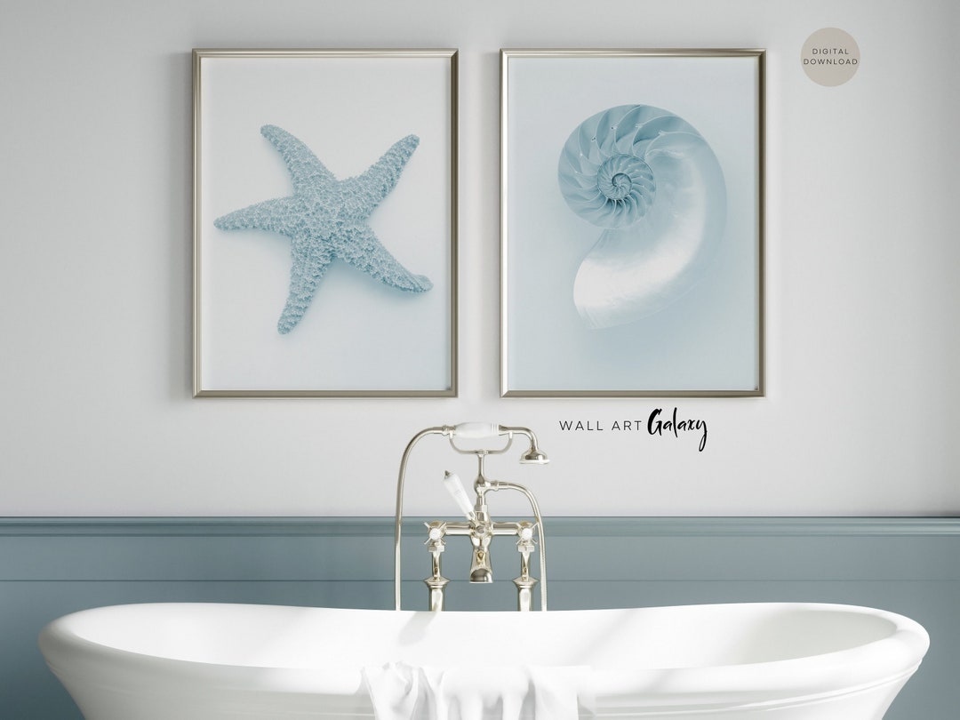 Light Blue Wall Art Set for Beach House Decorsummer Vibes Etsy