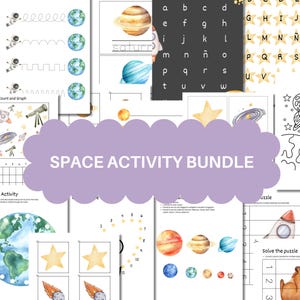 Space Study Unit Activity Bundle, Printable Digital Download, Preschool Space Activity, Solar System Educational Pack