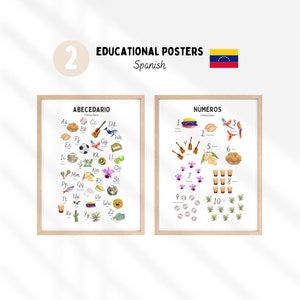 Alfabeto Venezolano, Abecedario Venezolano, Carteles Educativos Imprimibles Acuarela, Carteles Educativos en Español