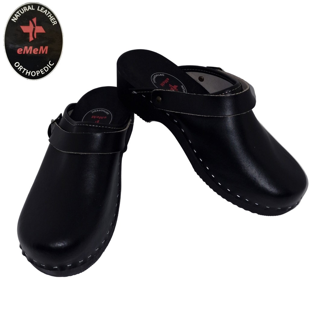 Men's Leather Wood Clogs Comfortable Orthopaedic Slippers Etsy