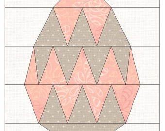 Patrón de costura FPP - Huevo de Pascua, Pascua, Huevo, patrón de bloque de edredón, edredón para principiantes, Paper Piecing de base, costura para principiantes, bloque de inicio