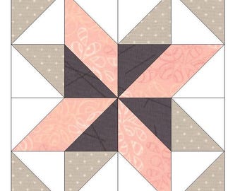 Patrón de costura FPP: estrella de molinillo, estrella, patrón de bloque de edredón, edredón para principiantes, patchwork de papel base, costura para principiantes, bloque de inicio