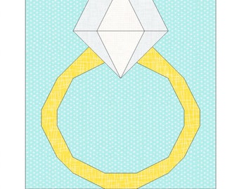 Patrón de costura de bloque de edredón de anillo de diamantes - PDF, descarga, edredón, descarga instantánea, 12 x 12, edredón del día de San Valentín, anillo de diamantes, principiante, PDF