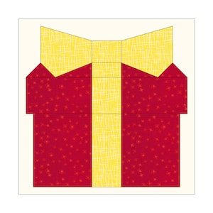 FPP Sewing Pattern - Present, gift, quilt block pattern, beginner quilt block, Foundation Paper Piecing, beginner sewing, 6 inch