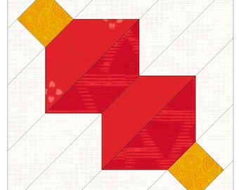 Patrón de costura FPP: linterna china, linterna, patrón de bloque de edredón, bloque de edredón para principiantes, patchwork de papel de base, costura para principiantes