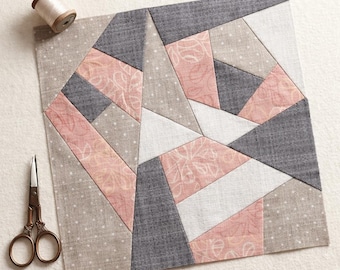 Crazy Quilt Block Pattern – Foundation Paper Piecing Sewing (PDF Download)