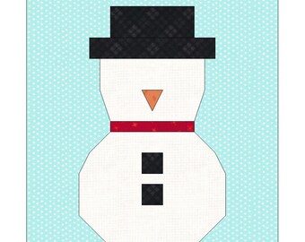 Patrón de costura de bloque de edredón de muñeco de nieve de Navidad - PDF, descargar, edredón, descarga instantánea, 12 x 12, Navidad, bloque de edredón, muñeco de nieve, cojín PDF