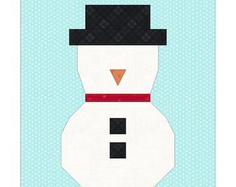 Patrón de costura FPP - MUÑECO DE NIEVE, patrón de bloque de edredón, bloque de edredón para principiantes, pieza de papel de base, costura para principiantes, edredón de Navidad