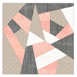 FPP Sewing Pattern - Crazy Block, Scrappy Block, quilt block pattern, beginner quilt, Foundation Paper Piecing, beginner sewing, easy block