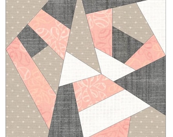 Patrón de costura FPP: Crazy Block, Scrappy Block, patrón de bloque de edredón, edredón para principiantes, Foundation Paper Piecing, costura para principiantes, bloque fácil