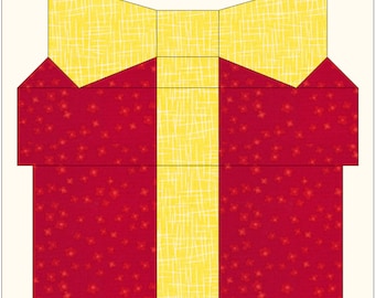 Patrón de costura de bloque de edredón de regalo de Navidad - PDF, descargar, edredón, descarga instantánea, 12 x 12, Navidad, bloque de edredón, regalo, cojín PDF