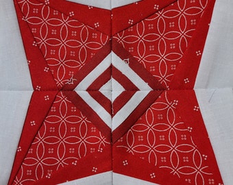 Patrón de costura FPP - Priscilla Star Block, patrón de bloque de edredón, bloque de edredón para principiantes, Foundation Paper Piecing, costura para principiantes