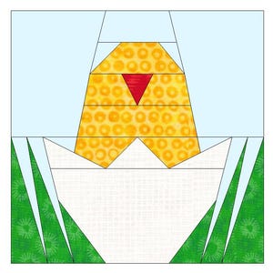 FPP Sewing Pattern - Easter Chick, Easter, Chick, quilt block pattern, beginner quilt, Foundation Paper Piecing, beginner sewing, easy block