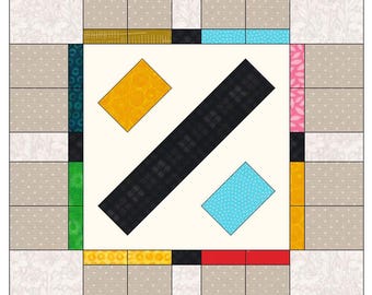 Patrón de costura FPP: juego de mesa, patrón de bloque de edredón, edredón para principiantes, patchwork de papel base, costura para principiantes, bloque fácil
