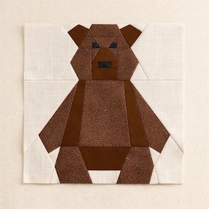 Bear Quilt Block Pattern – Foundation Paper Piecing Sewing (PDF Download)