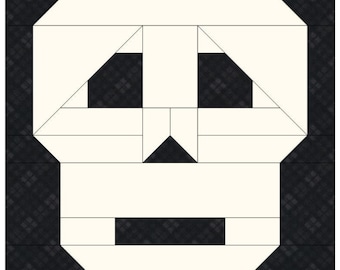 Patrón de costura de bloque de edredón de calavera de Halloween - PDF, descarga, edredón, descarga instantánea, 12 x 12, Halloween, bloque de edredón, Calavera, Esqueleto